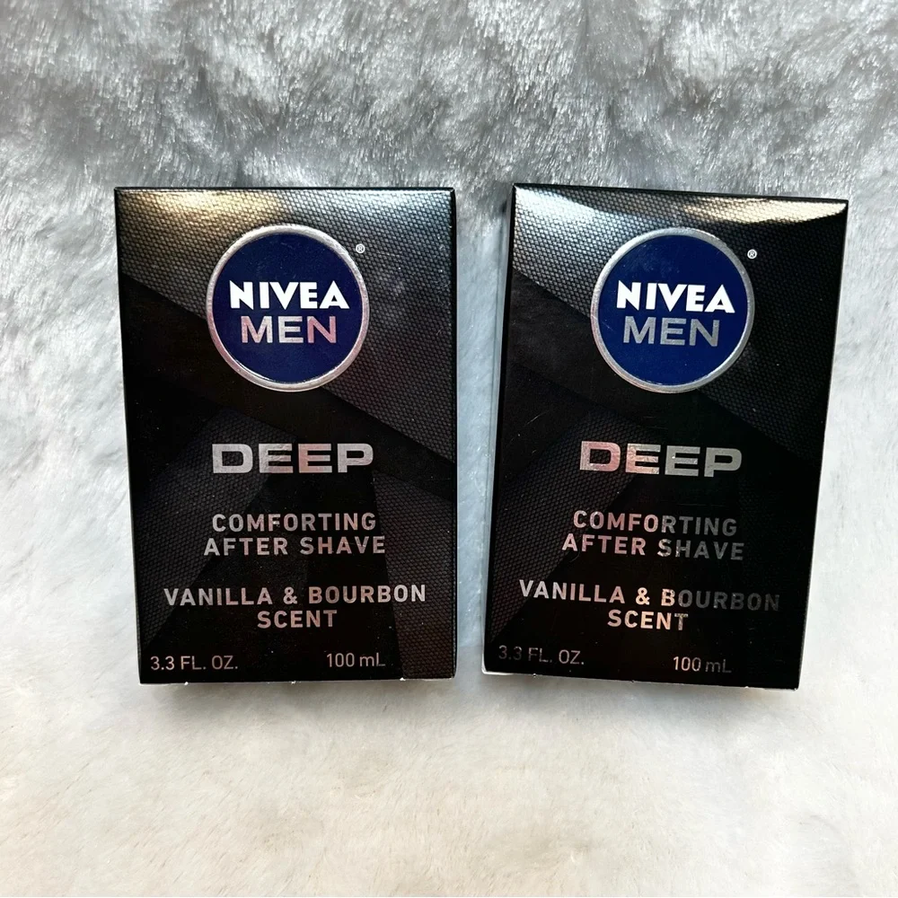 (2) New Nivea Men Deep Comforting After Shave Vanilla & Bourbon Scent 3.3 Oz ea.